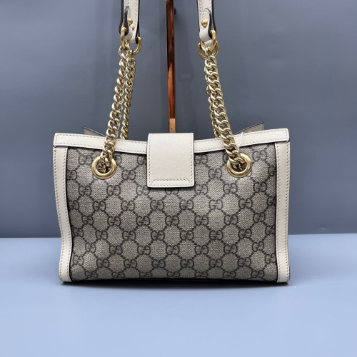Gucci Small Padlock Tote GG Supreme Monogram Calfskin White Grey