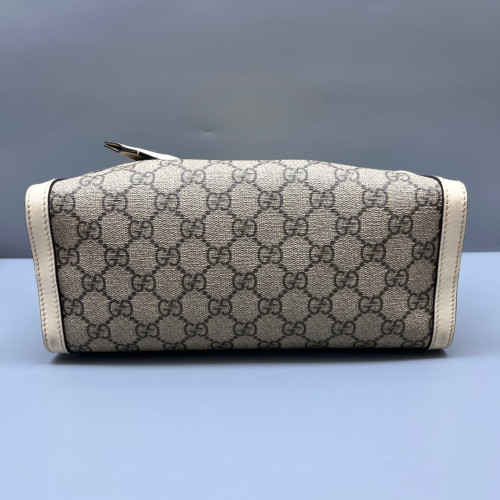 Gucci Small Padlock Tote GG Supreme Monogram Calfskin White Grey