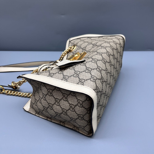 Gucci Small Padlock Tote GG Supreme Monogram Calfskin White Grey
