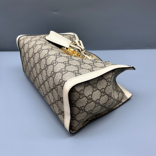Gucci Small Padlock Tote GG Supreme Monogram Calfskin White Grey