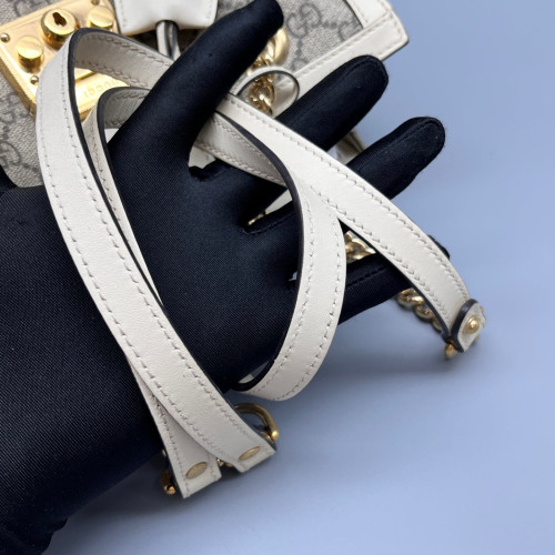 Gucci Small Padlock Tote GG Supreme Monogram Calfskin White Grey