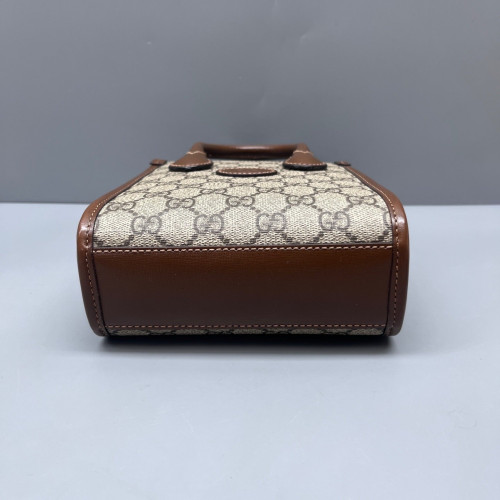 Gucci Mini Interlocking G Tote GG Supreme Monogram Calfskin Brown Beige
