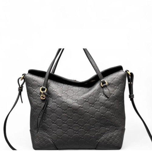 Gucci Medium Bree Foldover Tote Guccissima Black