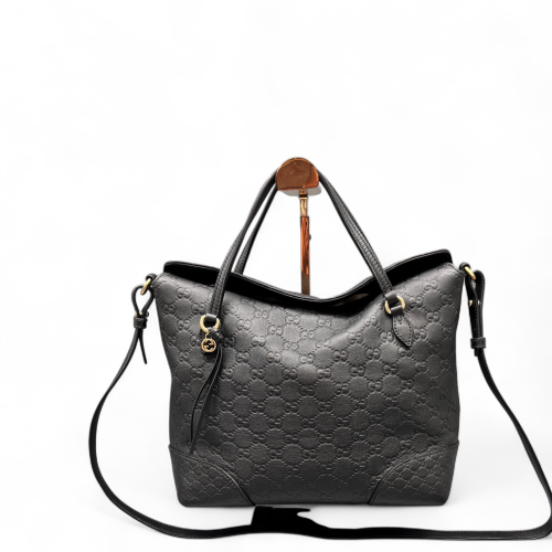 Gucci Medium Bree Foldover Tote Guccissima Black