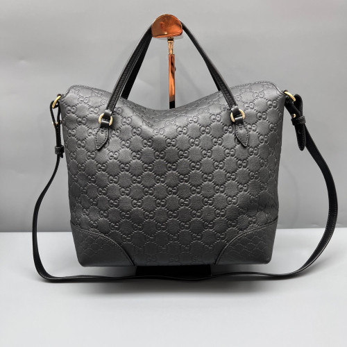 Gucci Medium Bree Foldover Tote Guccissima Black