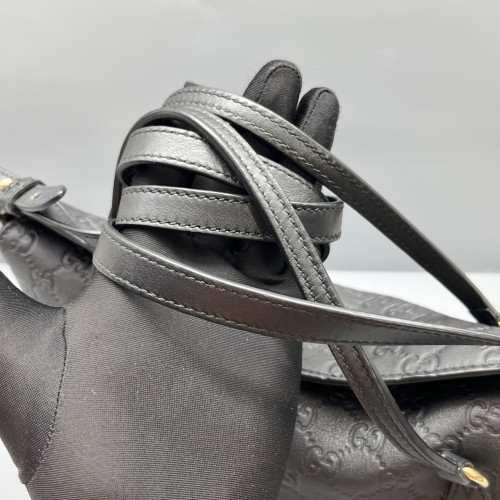 Gucci Medium Bree Foldover Tote Guccissima Black