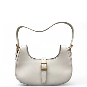 Yves Saint Laurent Le Fermoir Hobo Bag Calfskin White