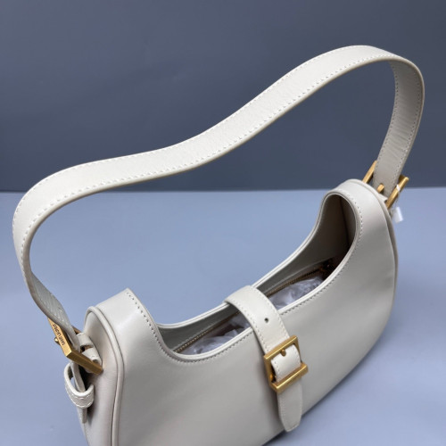 Yves Saint Laurent Le Fermoir Hobo Bag Calfskin White Yves Saint Laurent Le Fermoir Hobo Bag Calfskin White