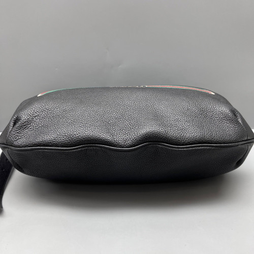 Gucci Halfmoon Print Hobo Grained Calfskin Black Green Red Gucci Halfmoon Print Hobo Grained Calfskin Black Green Red