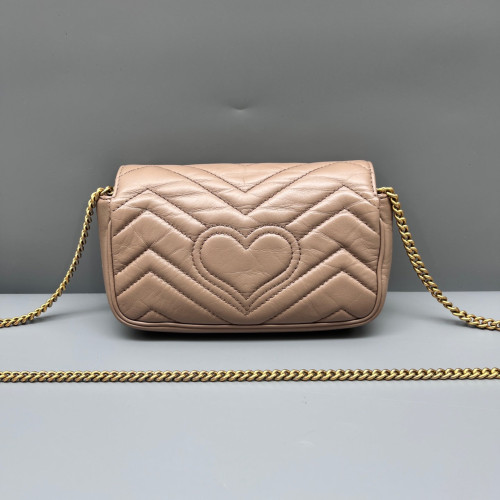 Gucci Chevron Super Mini GG Marmont Calfskin Natural Tan