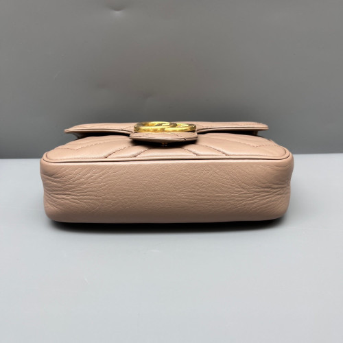 Gucci Chevron Super Mini GG Marmont Calfskin Natural Tan