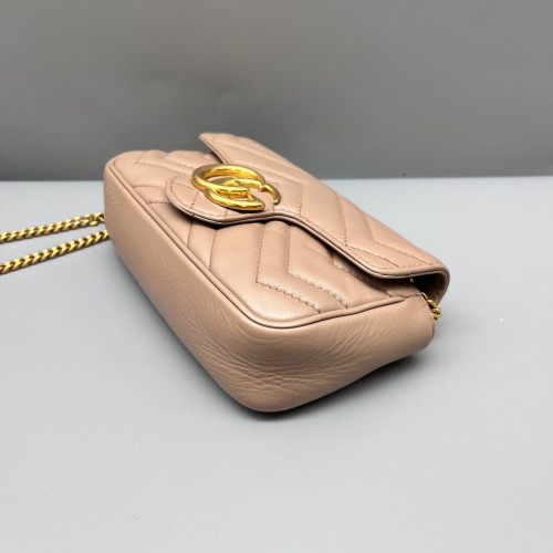 Gucci Chevron Super Mini GG Marmont Calfskin Natural Tan