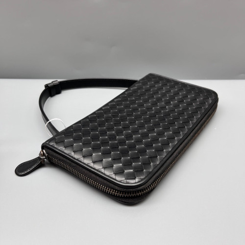 Bottega Veneta Top Handle Continental Wallet Calfskin Intrecciato Black