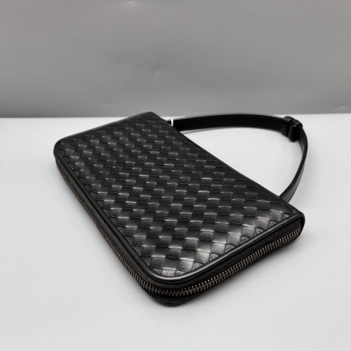 Bottega Veneta Top Handle Continental Wallet Calfskin Intrecciato Black