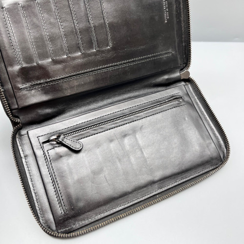 Bottega Veneta Top Handle Continental Wallet Calfskin Intrecciato Black
