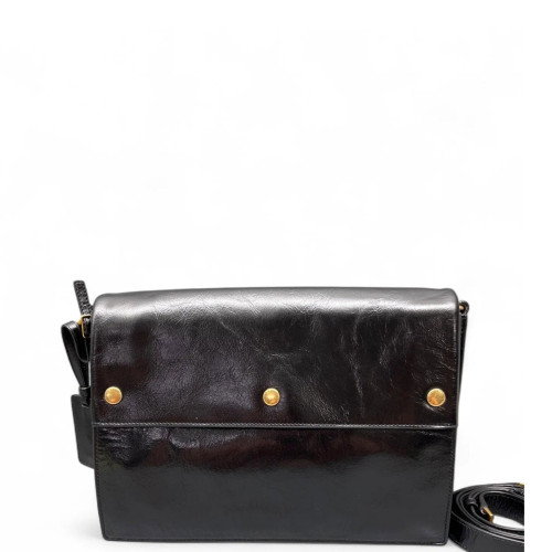 Yves Saint Laurent Studded Crossbody Bag Pull Up Leather Black