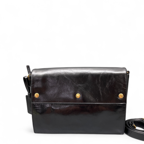 Yves Saint Laurent Studded Crossbody Bag Pull Up Leather Black