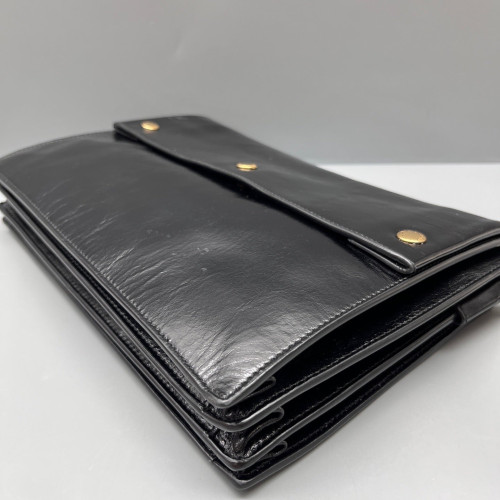Yves Saint Laurent Studded Crossbody Bag Pull Up Leather Black