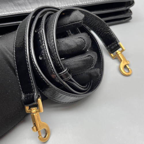 Yves Saint Laurent Studded Crossbody Bag Pull Up Leather Black