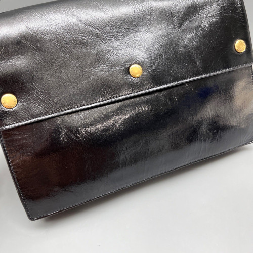 Yves Saint Laurent Studded Crossbody Bag Pull Up Leather Black