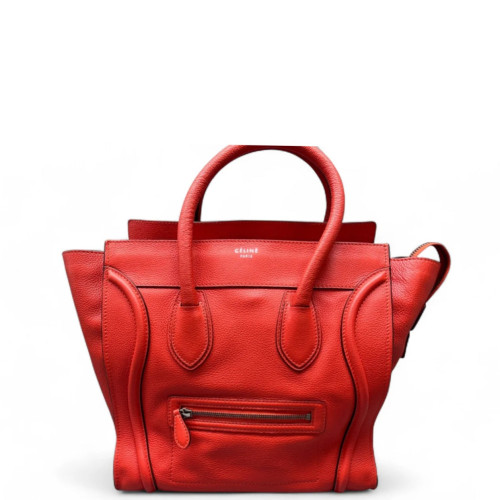 Celine Medium Luggage Phantom Grained Calfskin Red Orange