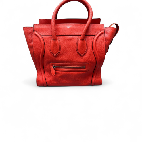 Celine Medium Luggage Phantom Grained Calfskin Red Orange