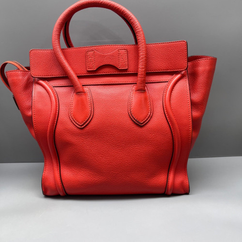 Celine Medium Luggage Phantom Grained Calfskin Red Orange