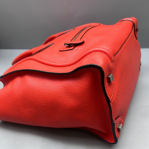 Celine Medium Luggage Phantom Grained Calfskin Red Orange
