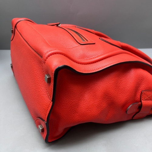 Celine Medium Luggage Phantom Grained Calfskin Red Orange