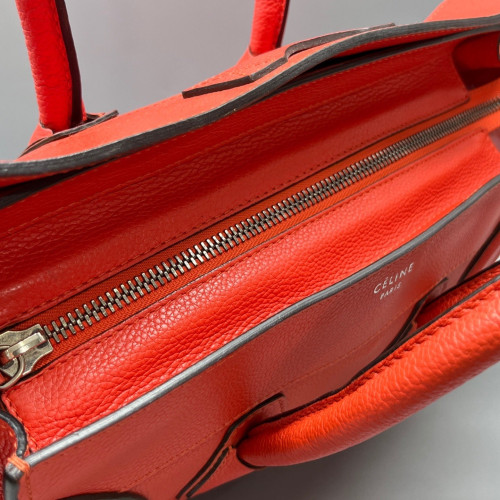 Celine Medium Luggage Phantom Grained Calfskin Red Orange