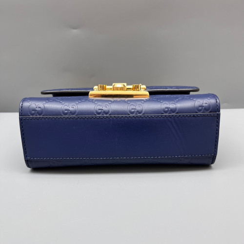 Gucci Small Padlock Shoulder Bag Guccissima Dark Blue