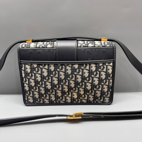 Dior 30 Montaigne Flap Bag Oblique Black Beige Navy