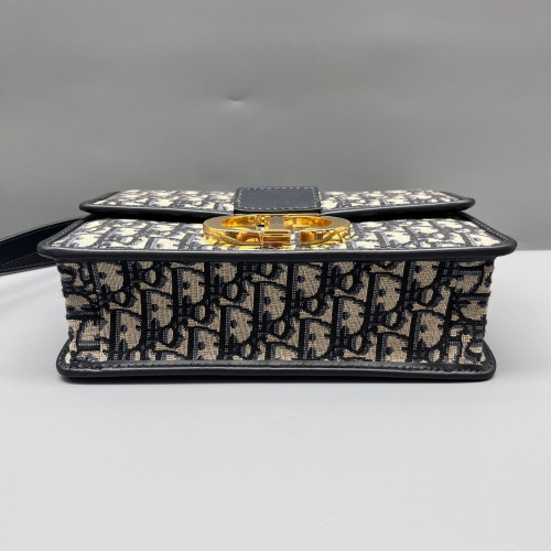 Dior 30 Montaigne Flap Bag Oblique Black Beige Navy