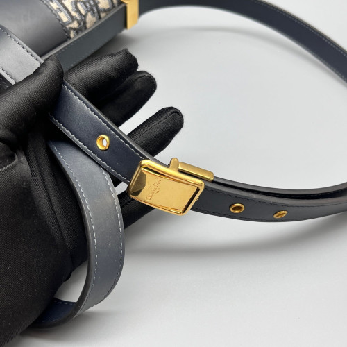 Dior 30 Montaigne Flap Bag Oblique Black Beige Navy