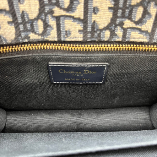 Dior 30 Montaigne Flap Bag Oblique Black Beige Navy