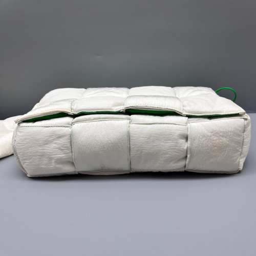 Bottega Veneta Classic Padded Tech Cassette Crossbody Bag Nylon White Green