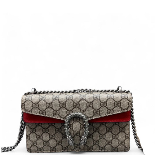 Gucci Dionysus GG Supreme Monogram Suede Beige Red