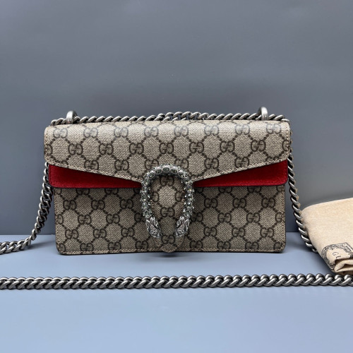 Gucci Dionysus GG Supreme Monogram Suede Beige Red