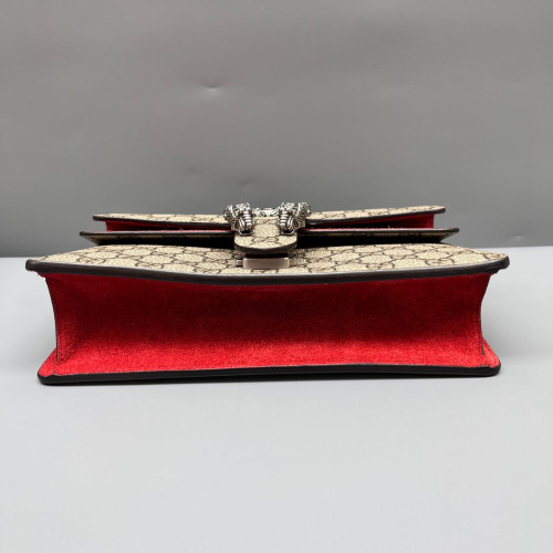 Gucci Dionysus GG Supreme Monogram Suede Beige Red