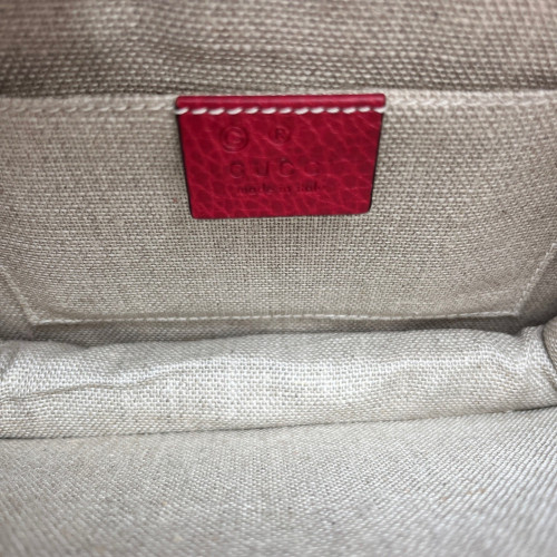 Gucci Small Interlocking G Shoulder Bag Grained Calfskin Red