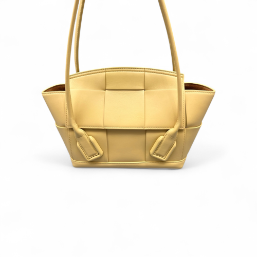 Bottega Veneta Small Arco Calfskin Intrecciato Light Yellow