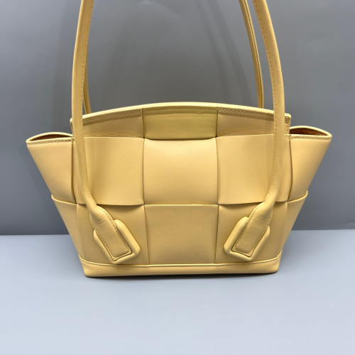 Bottega Veneta Small Arco Calfskin Intrecciato Light Yellow