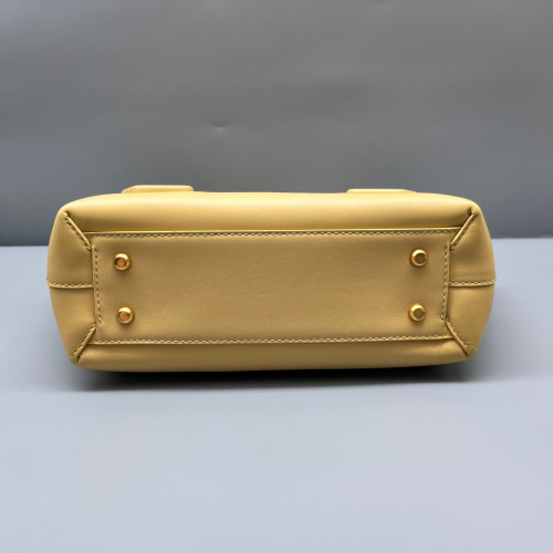 Bottega Veneta Small Arco Calfskin Intrecciato Light Yellow