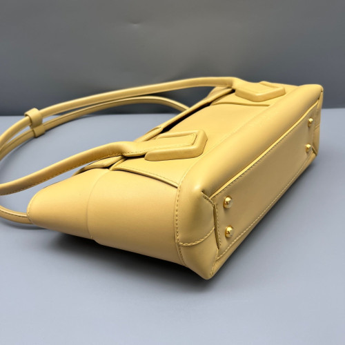 Bottega Veneta Small Arco Calfskin Intrecciato Light Yellow