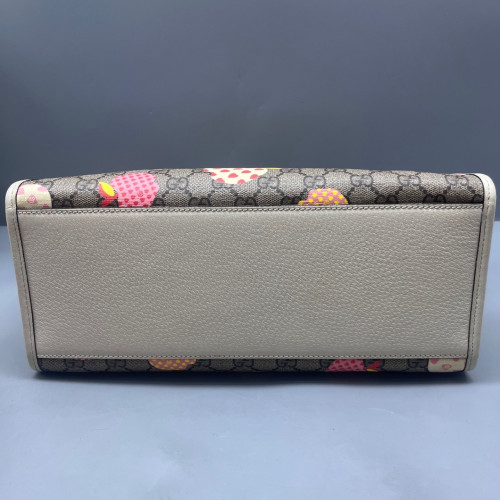 Gucci Apple Gg Small Retro Interlocking G Tote GG Supreme Monogram Grey White Pink