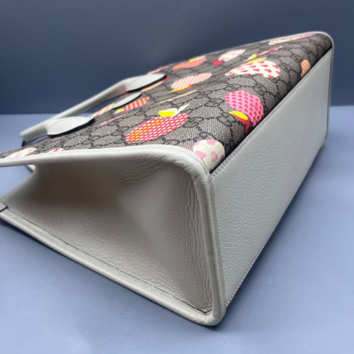 Gucci Apple Gg Small Retro Interlocking G Tote GG Supreme Monogram Grey White Pink