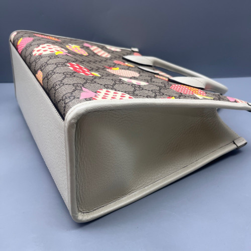 Gucci Apple Gg Small Retro Interlocking G Tote GG Supreme Monogram Grey White Pink