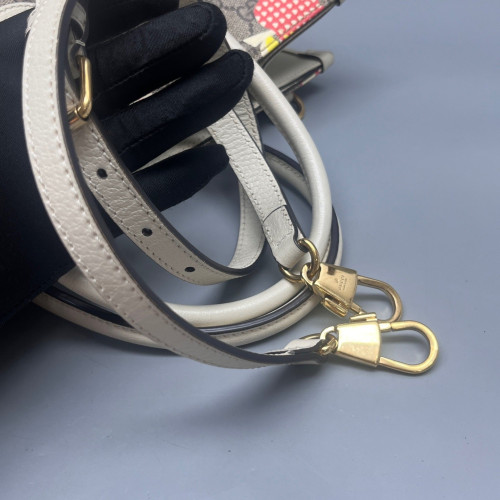 Gucci Apple Gg Small Retro Interlocking G Tote GG Supreme Monogram Grey White Pink