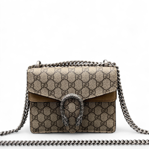 Gucci Mini Dionysus GG Monogram Suede Brown Beige