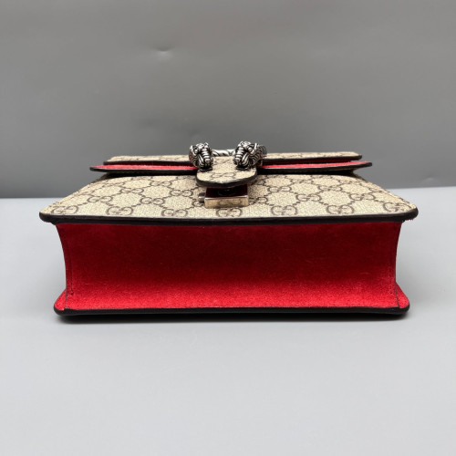 Gucci Mini Dionysus GG Supreme Monogram Suede Beige Red